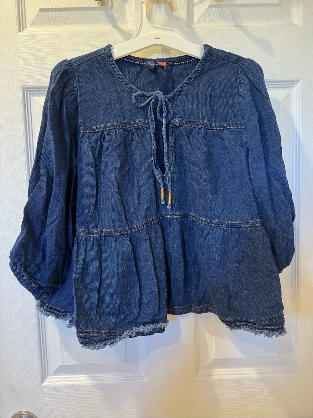 NWOT Pilcro Denim Peasant Blouse